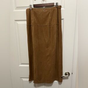 Suede maxi skirt